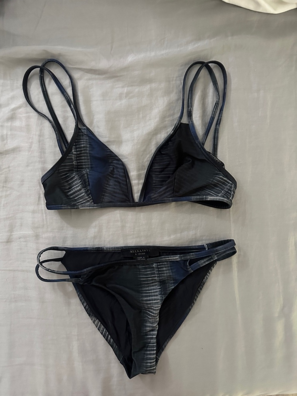 All Saints Navy Tie-Dye Triangle Bikini Set